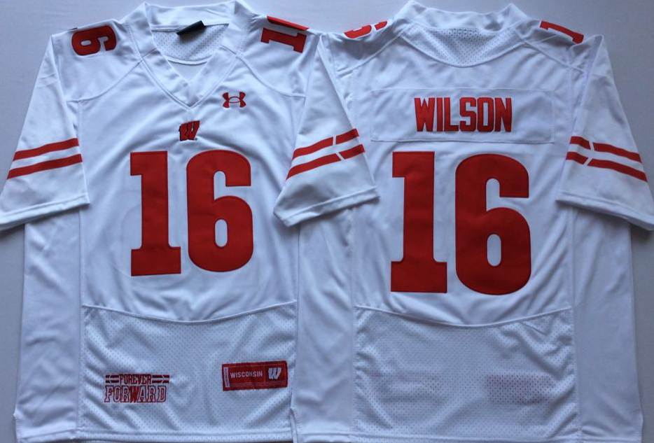 NCAA Men Wisconsin Badgers White #16 WILSON->ncaa teams->NCAA Jersey